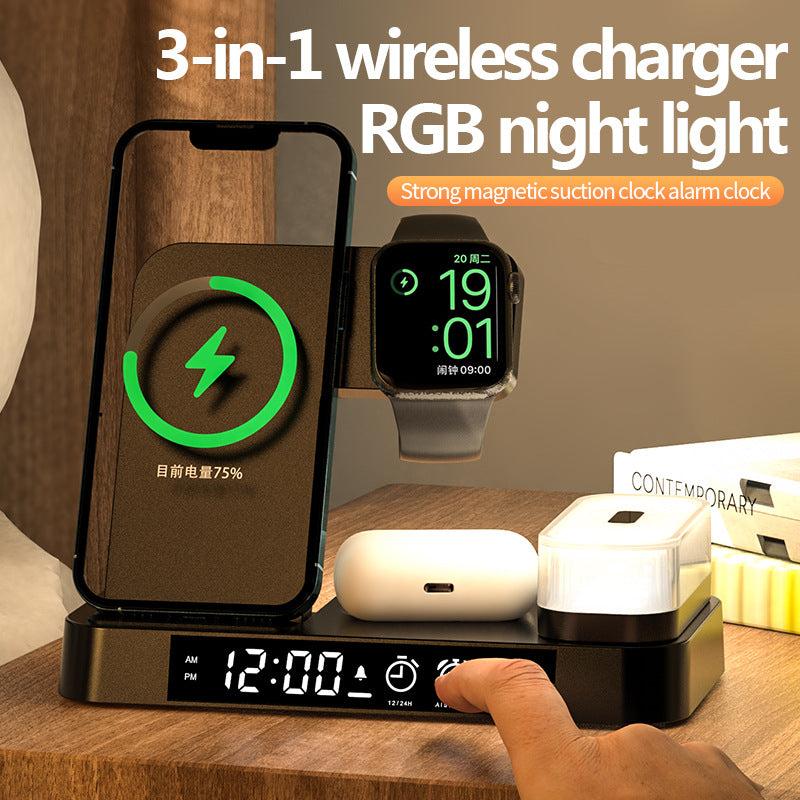 3 In 1 Multifunction Wireless Charger Station With Alarm Clock - Boho Roe