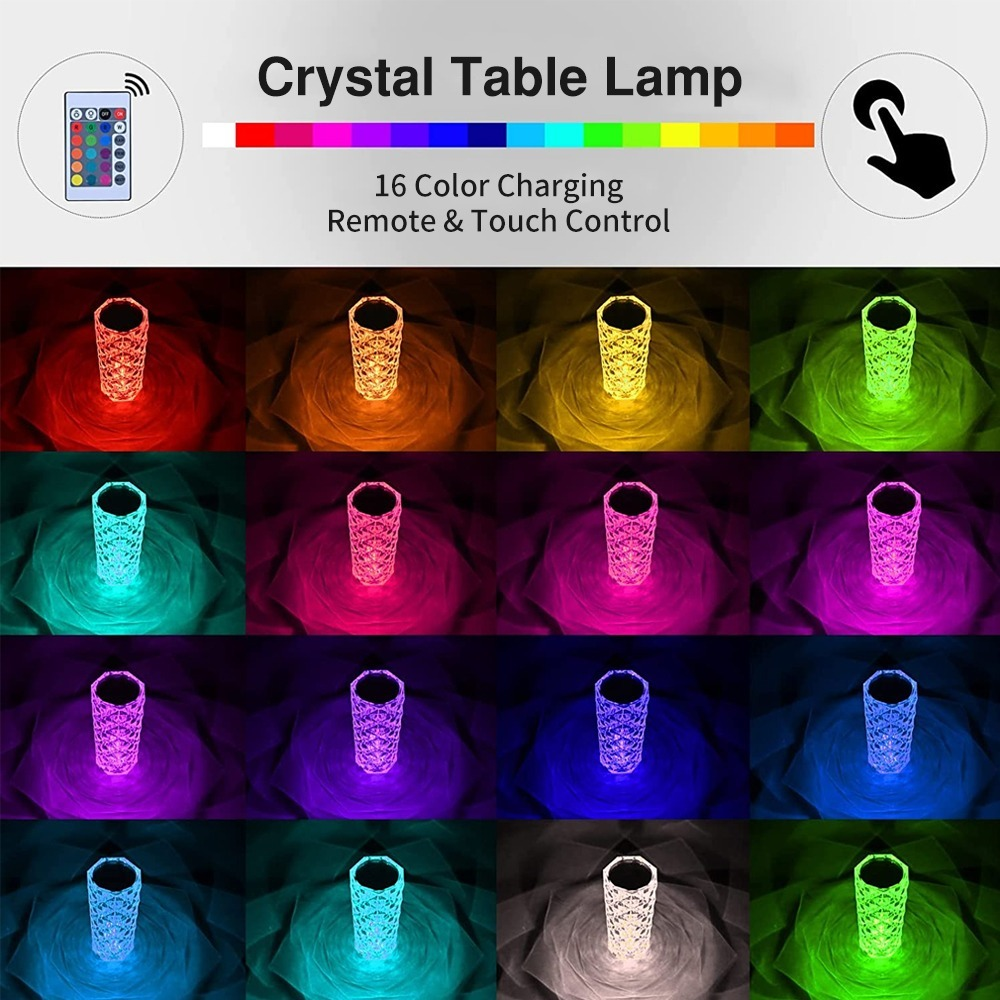 16 Colors LED Crystal Lamp - Boho Roe
