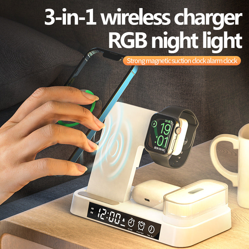 3 In 1 Multifunction Wireless Charger Station With Alarm Clock - Boho Roe