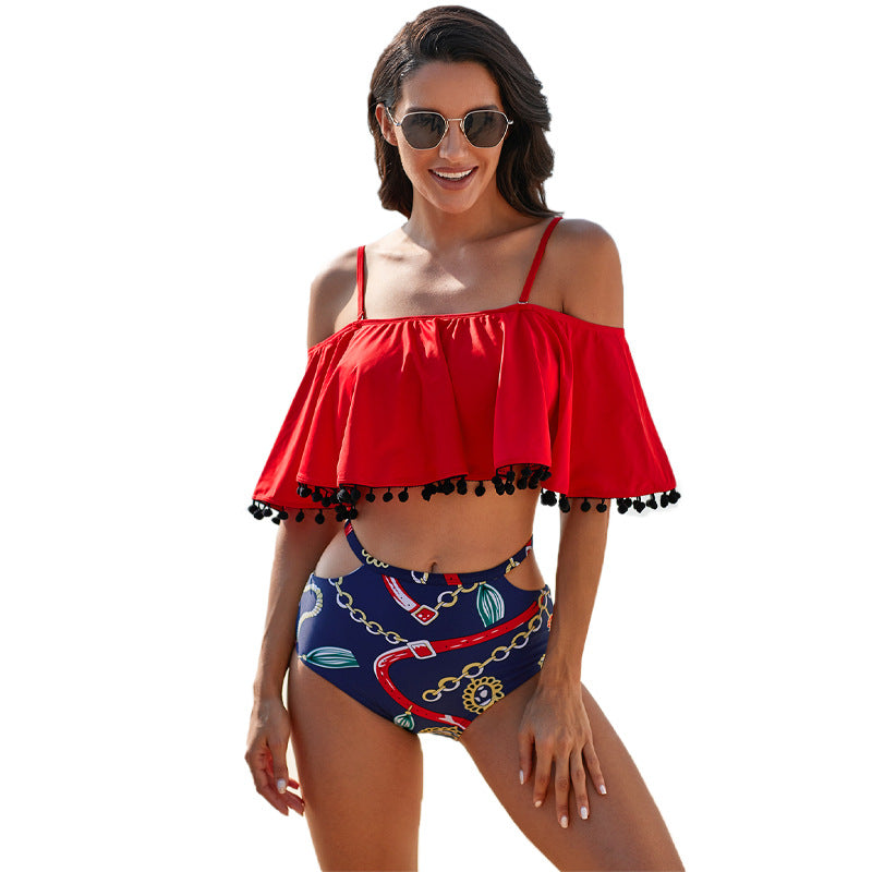 Swimsuit Split swimsuit lotus leaf swing sexy bikini swimsuit women - Boho Roe