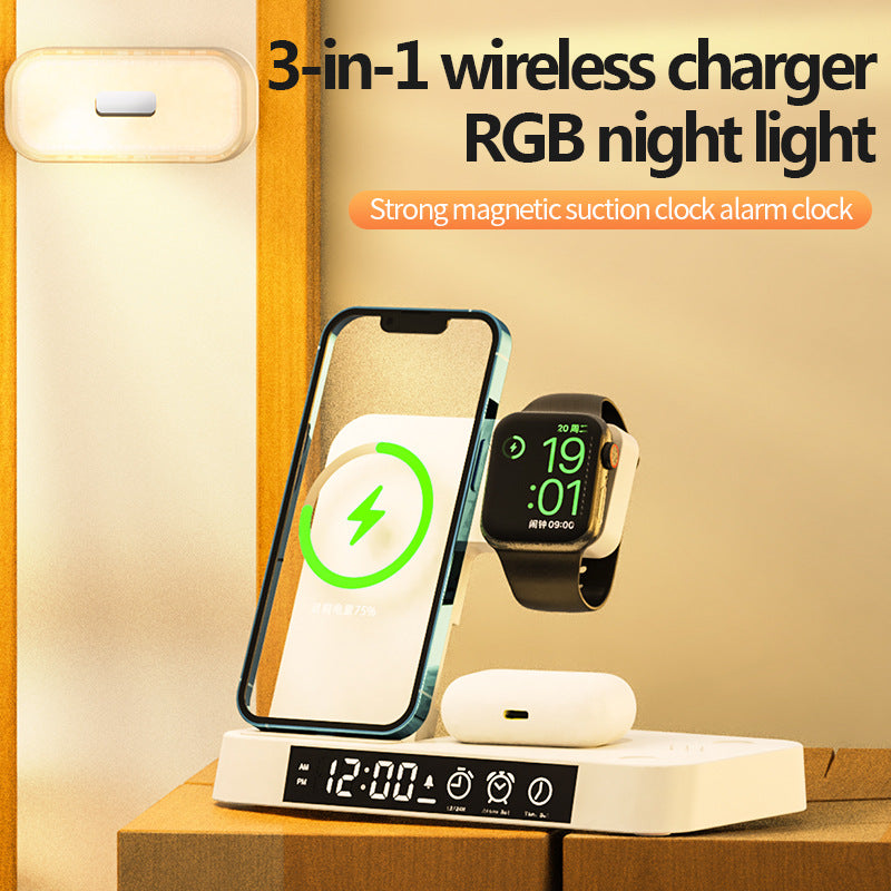 3 In 1 Multifunction Wireless Charger Station With Alarm Clock - Boho Roe